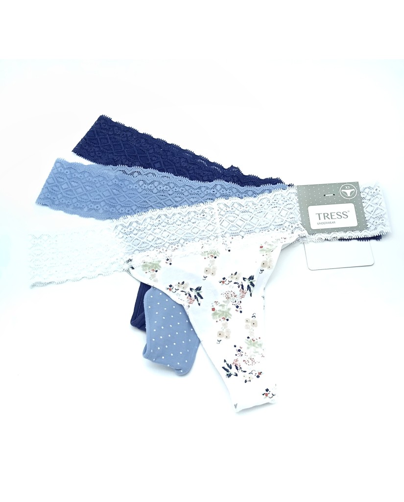 Pack de 3 tangas flores blancas Tress