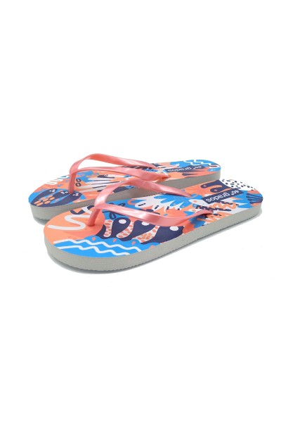 Chanclas mujer coral y blanco
