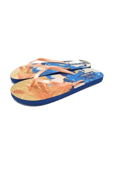 Chanclas mujer naranja y azul