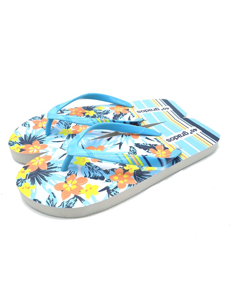 Chanclas mujer blanca y turquesa