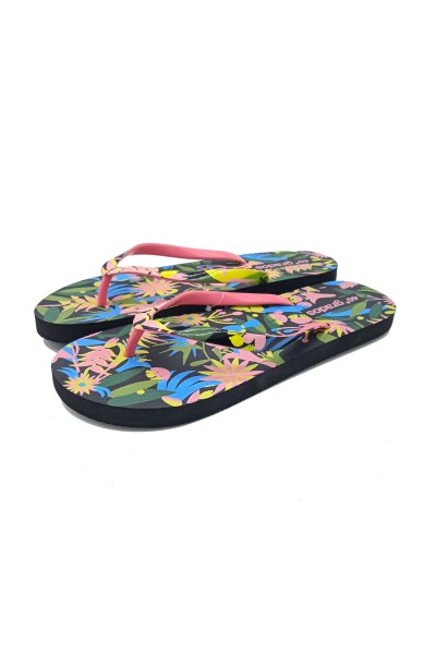 Chanclas mujer negras con flores