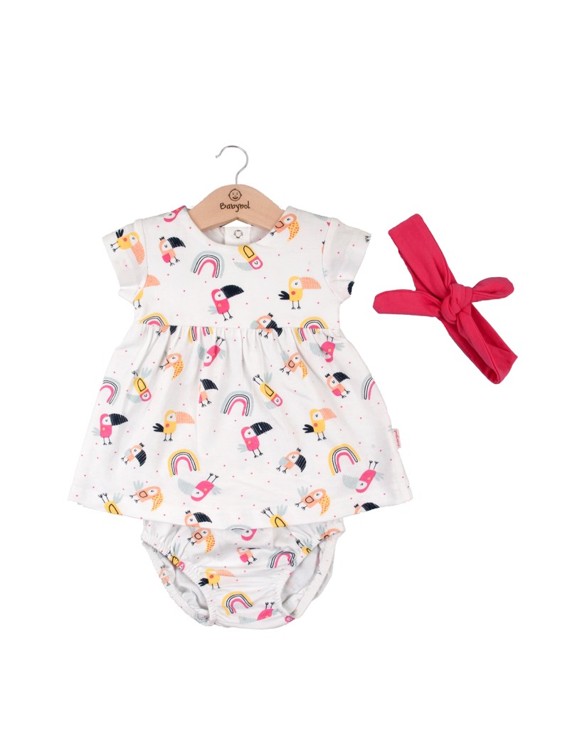 Vestido y braguita con diadema tucanes Babybol