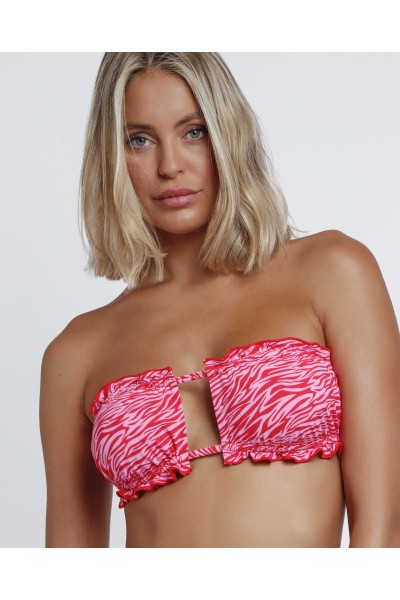 Bikini bandeau cortinilla rosa ADMAS
