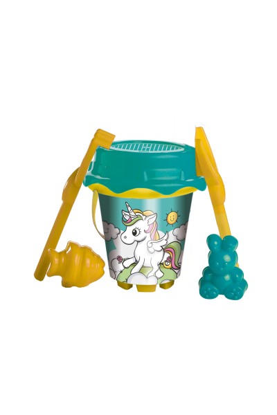 Pack de cubo con accesorios playa Unicornio
