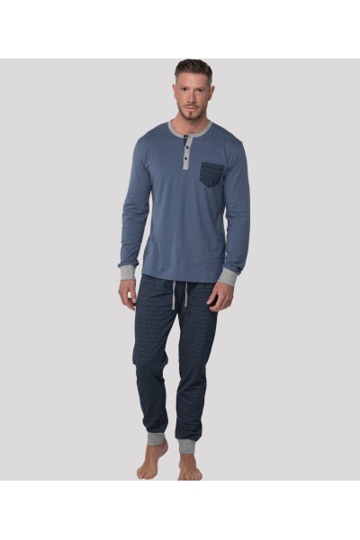 Pijama hombre algodón azul Abanderado