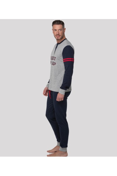 Pijama hombre algodón gris Abanderado