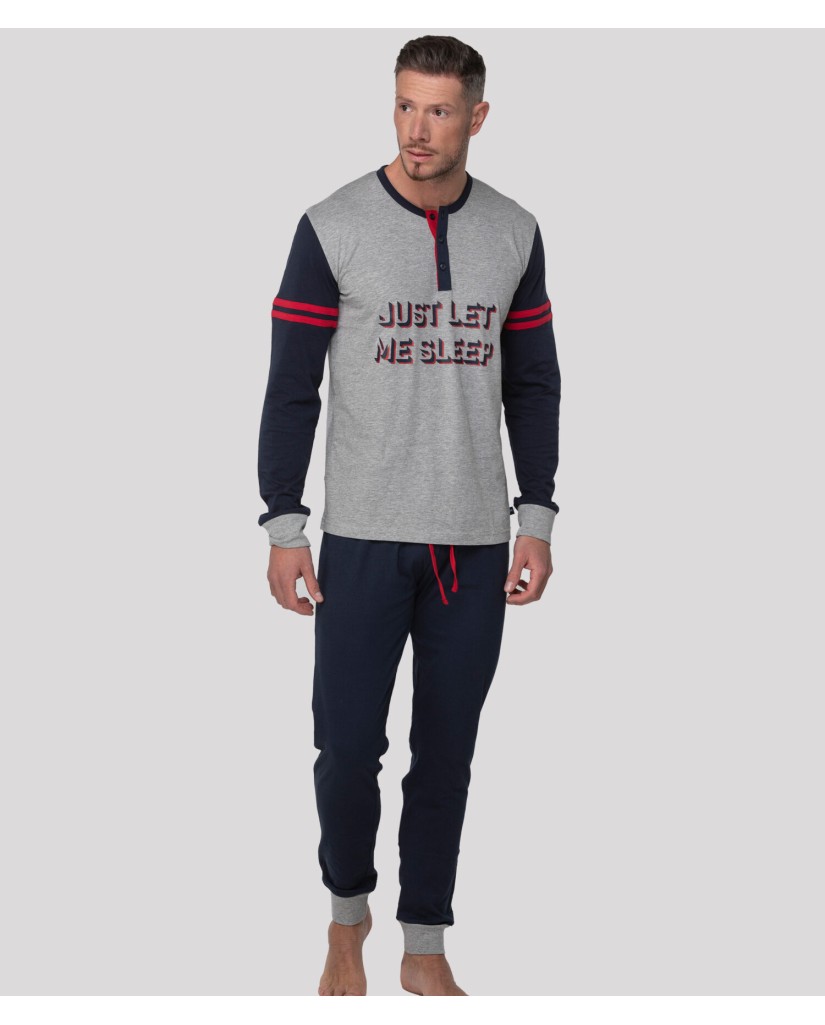 Pijama hombre algodón gris Abanderado