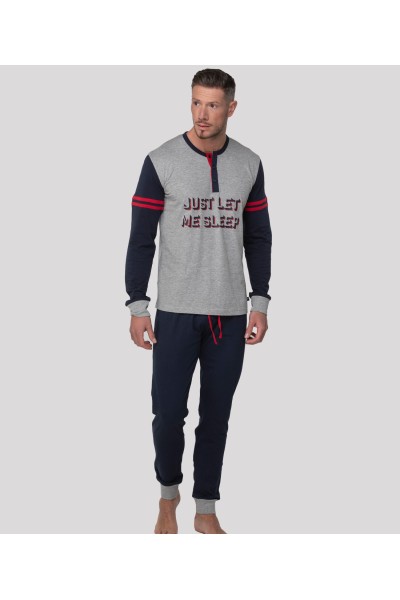 Pijama hombre algodón gris Abanderado