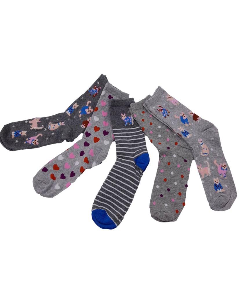 Pack de 5 calcetines mujer corazones colores 40 Grados