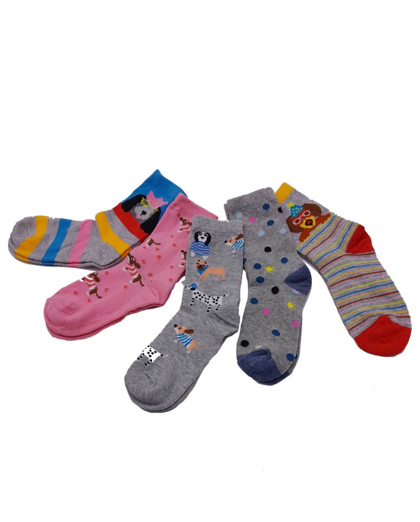 Pack de 5 calcetines niña perritos 40 Grados