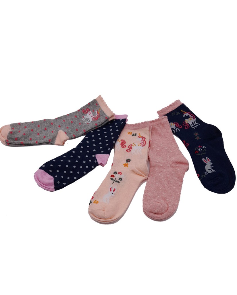 Pack de 5 calcetines niña conejitos 40 Grados