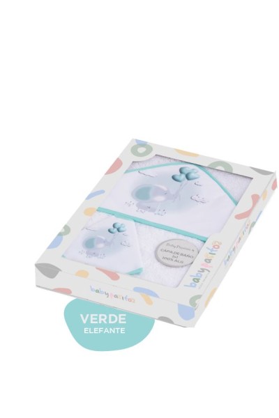 Capa de baño + babero bebé elefante