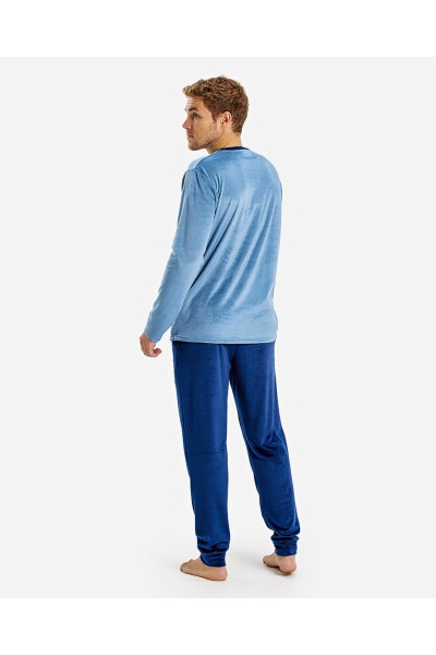 Pijama hombre poliéster azul Munich