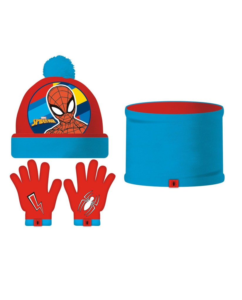 Conjunto de gorro, guantes y braga Spiderman
