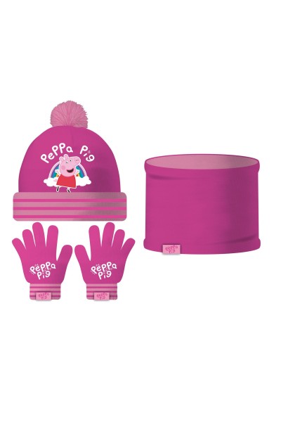 Conjunto de gorro, guantes y braga Peppa Pig