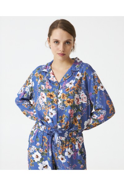 Pijama mujer azul flores...
