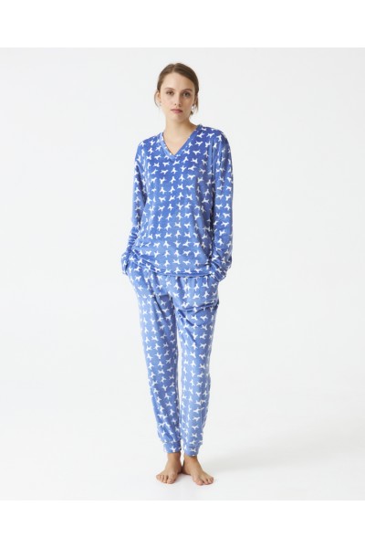 Pijama mujer azul perritos...