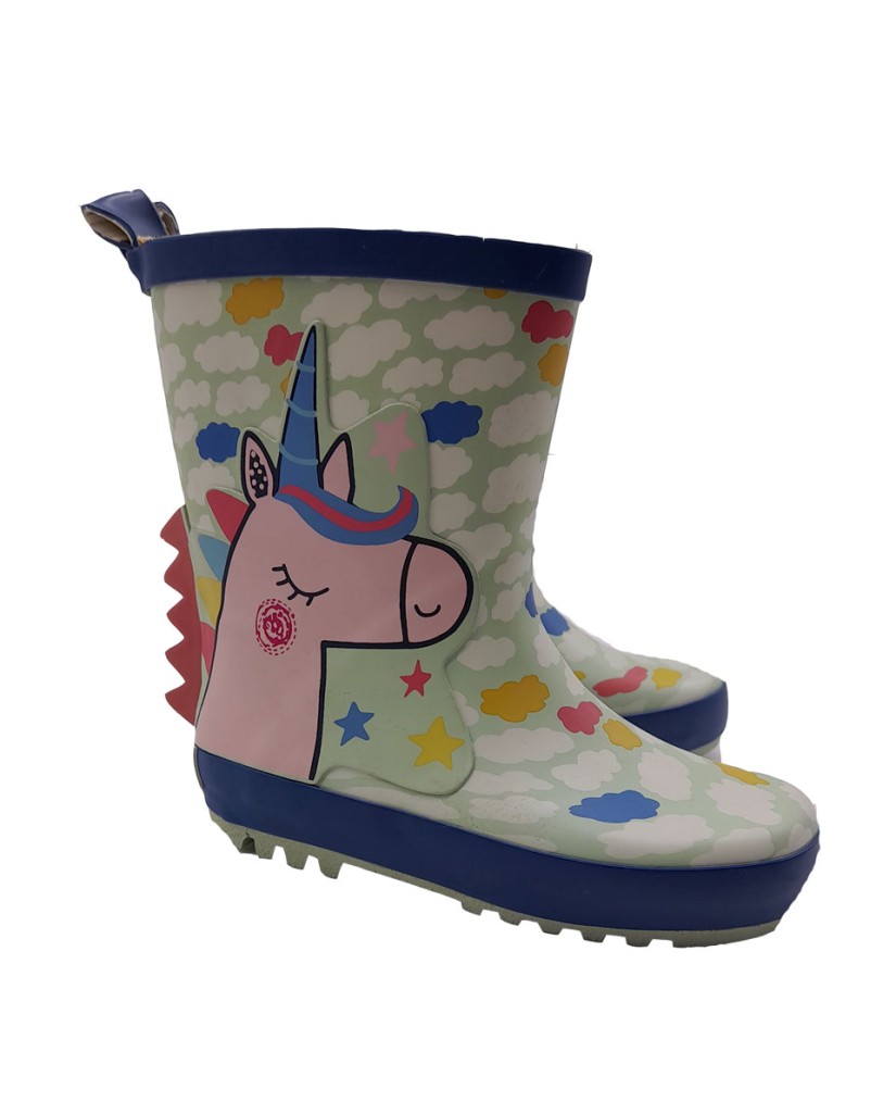Botas de agua verde unicornio