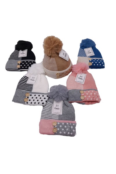 Gorro niño/a bicolor con botones