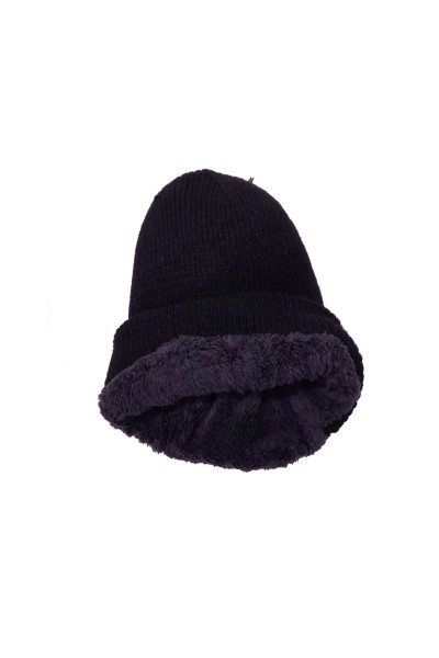 Gorro hombre negro liso con felpa interior