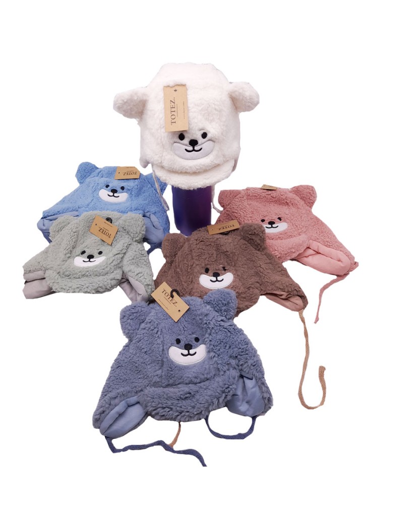 Gorro para niño/a con forma de osito con orejeras