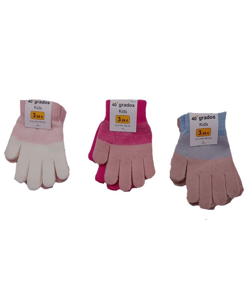 Guantes para niña dos colores