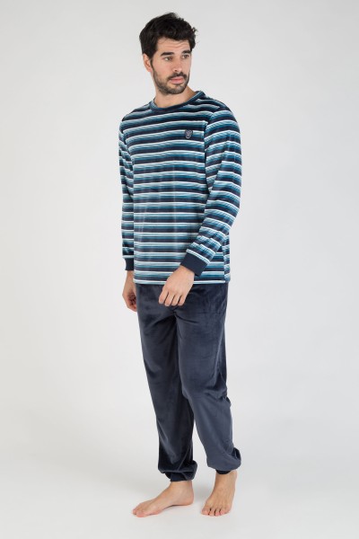 Pijama hombre coralina rayas Caramelo