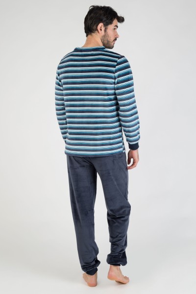 Pijama hombre coralina rayas Caramelo