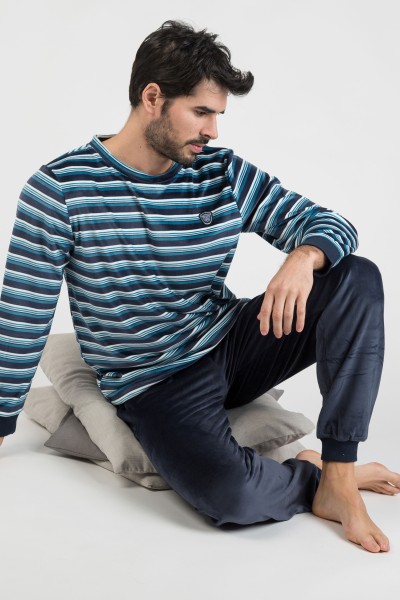 Pijama hombre coralina rayas Caramelo