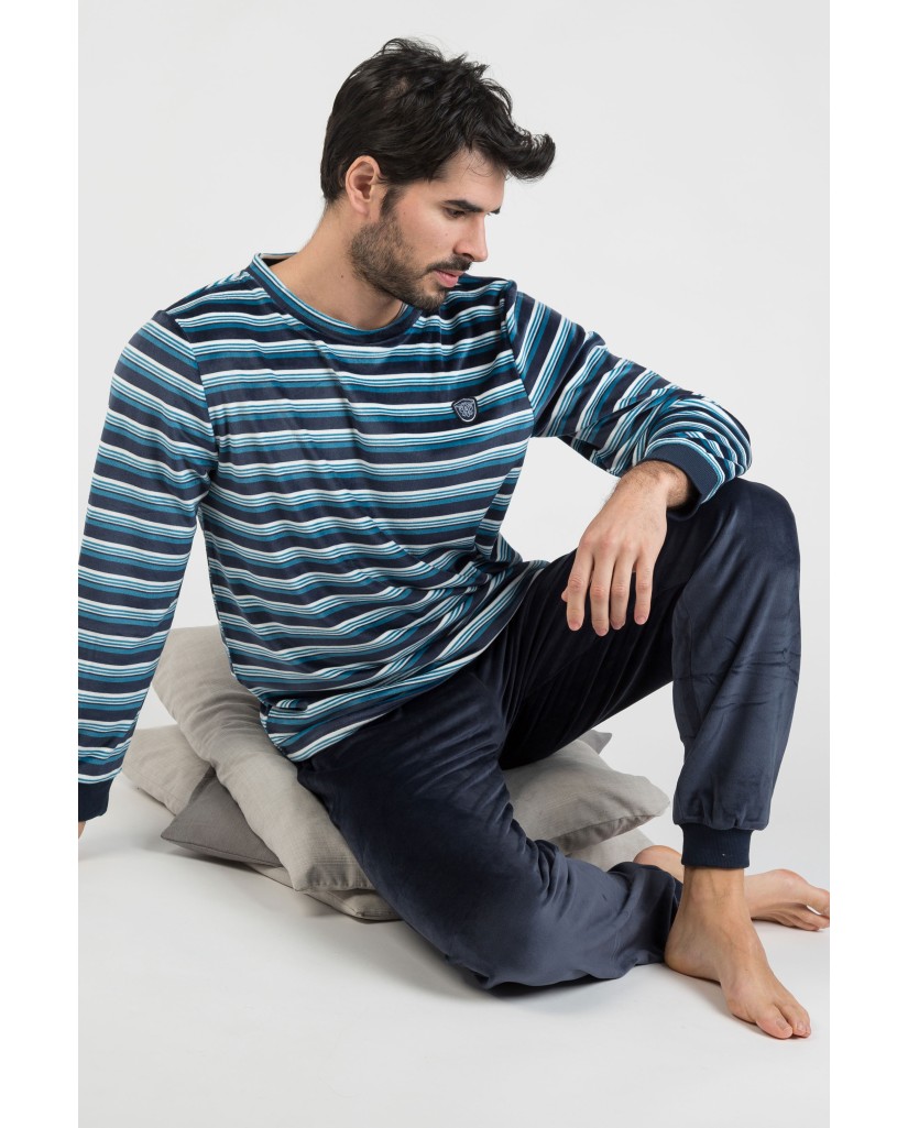 Pijama hombre coralina rayas Caramelo