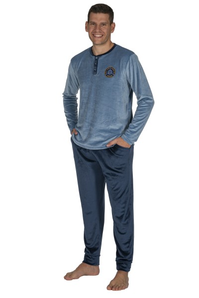 Pijama hombre terciopelo azul Javier Golmar