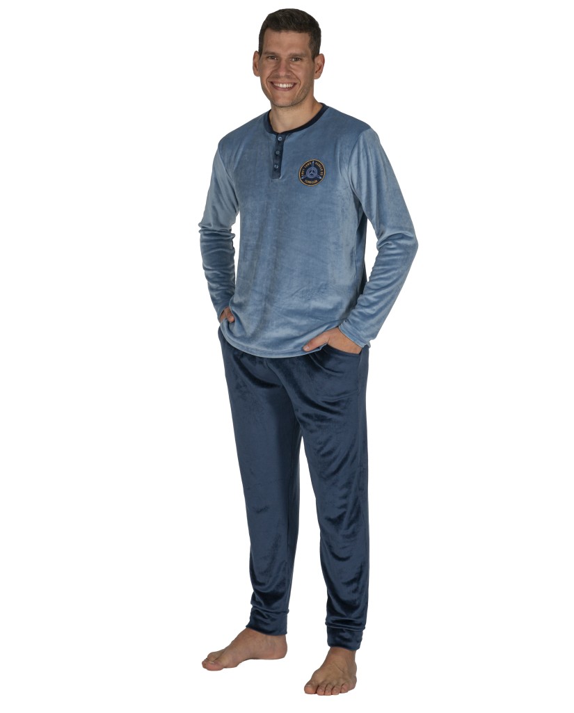 Pijama hombre terciopelo azul Javier Golmar