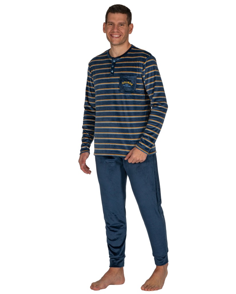 Pijama hombre terciopelo a rayas Javier Golmar