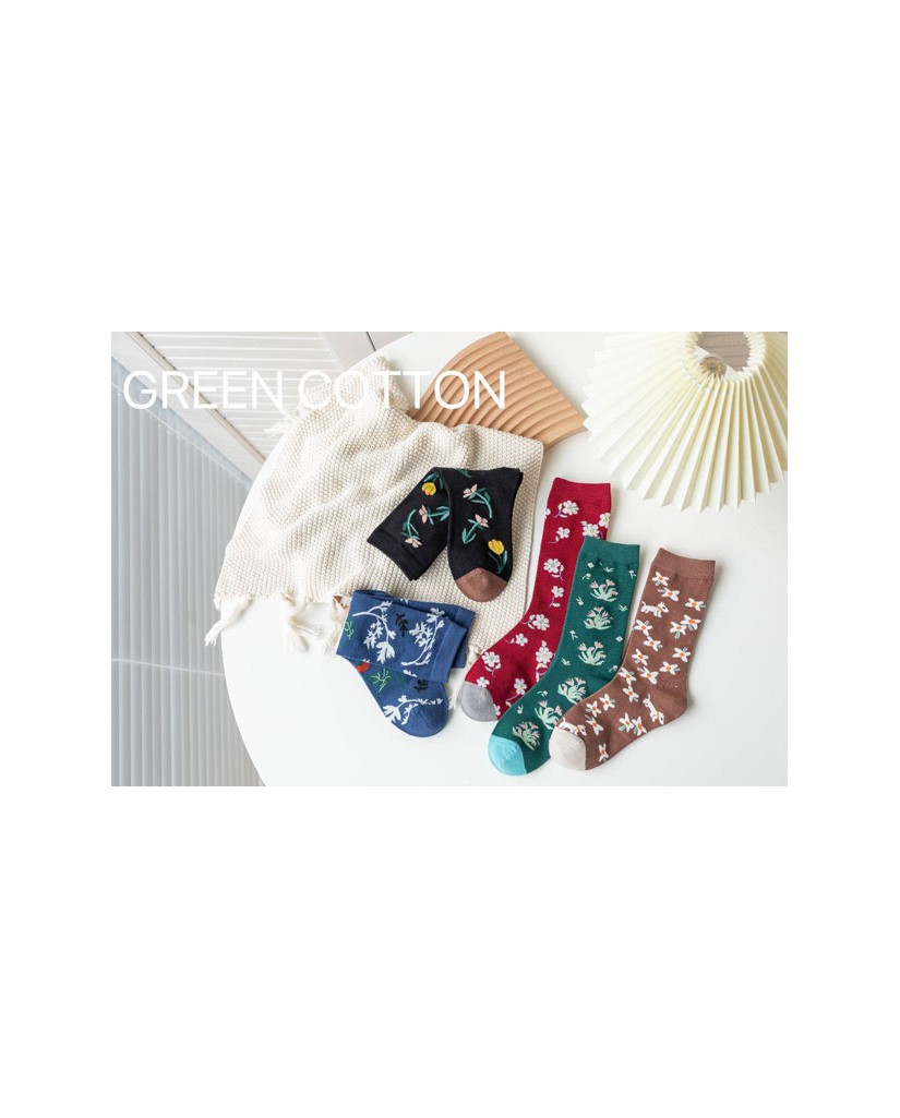 Pack 3 calcetines mujer flores Green Cotton
