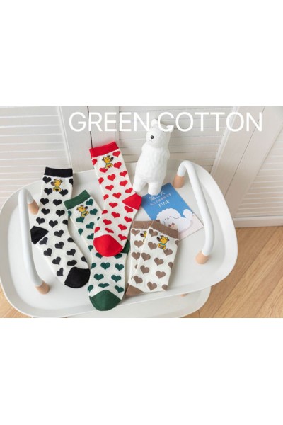 Pack 3 calcetines mujer corazones Green Cotton