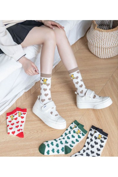 Pack 3 calcetines mujer corazones Green Cotton