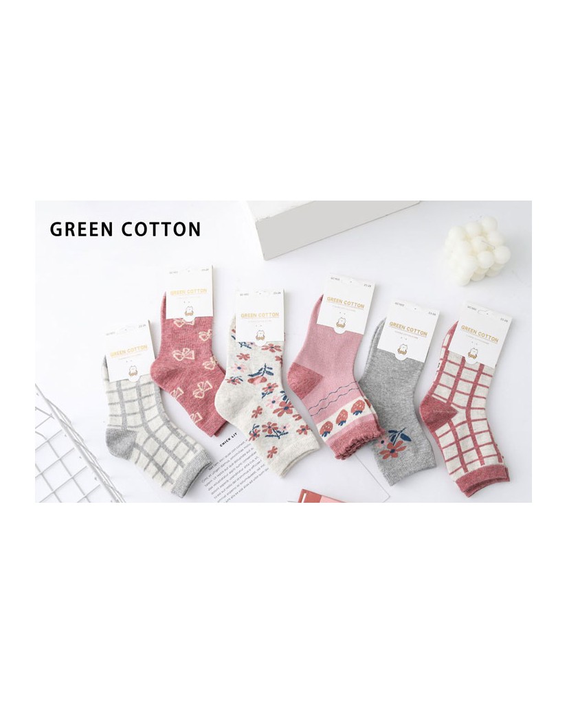 Pack 3 calcetines mujer cuadros Green Cotton