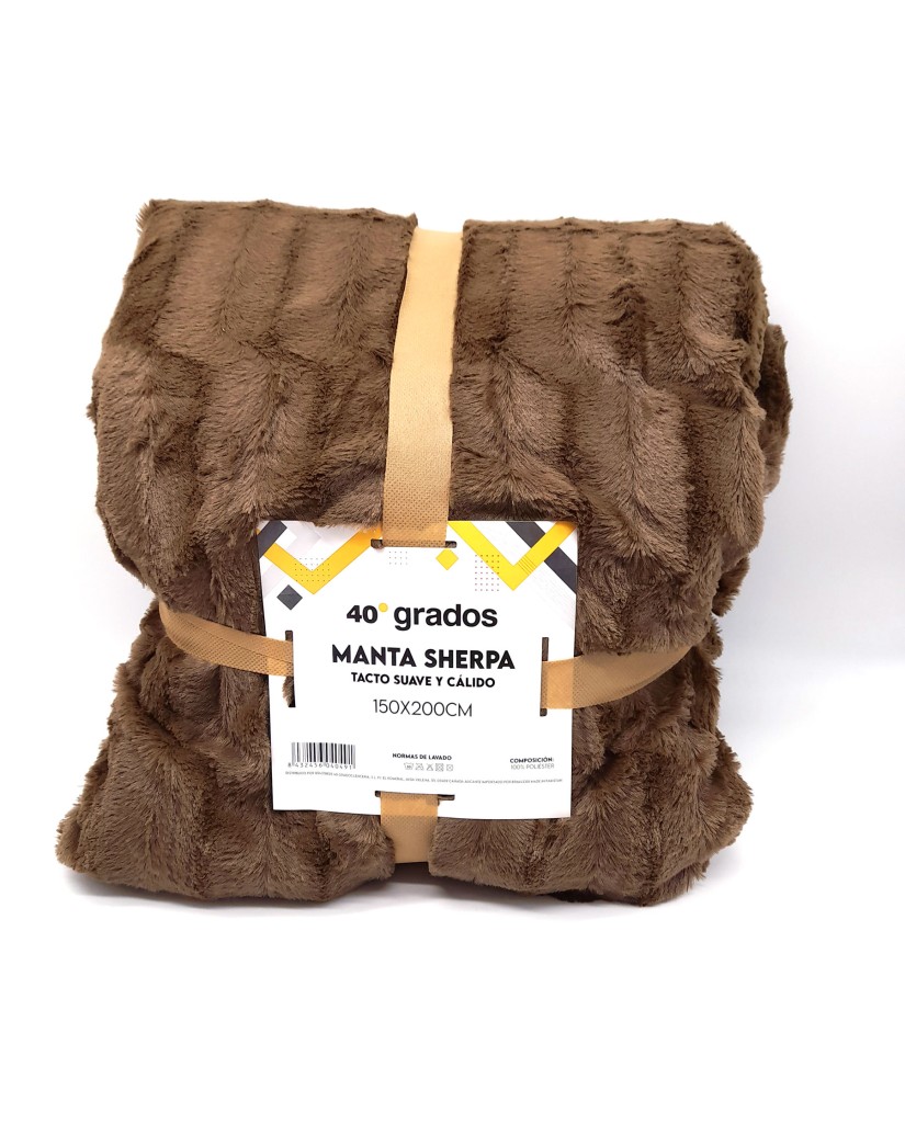 Manta sherpa mediana rayas 150X200cm-40 Grados