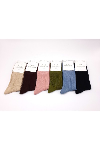 Calcetín mujer liso canalé Green Cotton