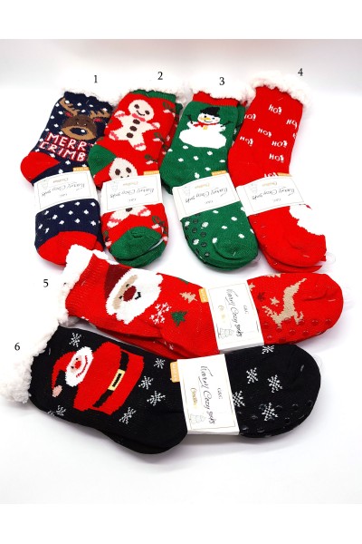 Calcetín andar por casa mujer rojo Navidad