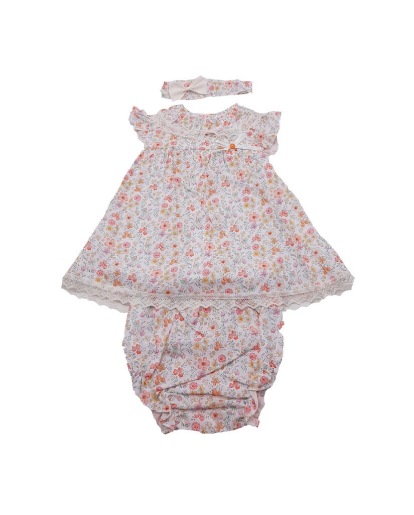 Vestido y braguita con diadema flores BabyFerr