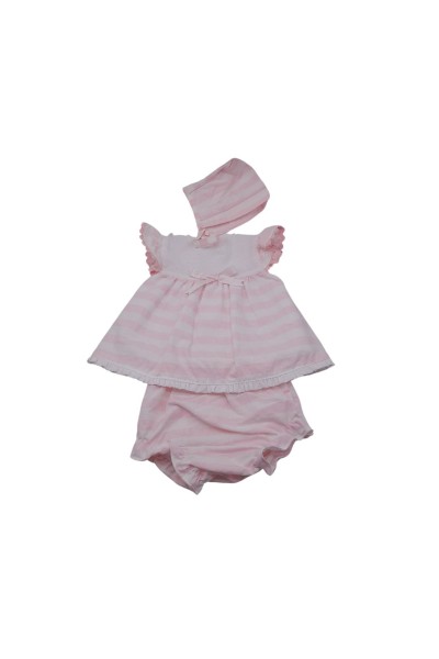 Vestido y braguita con capota a rayas rosa BabyFerr