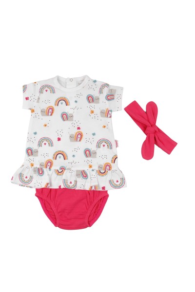 Vestido y braguita con diadema bebé arcoiris Babybol