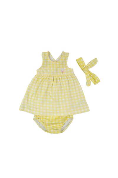 Vestido y braguita con diadema amarillo Babybol