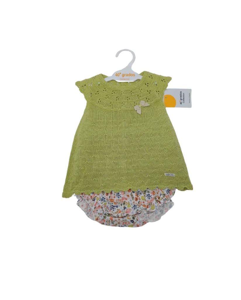 Vestido y braguita bebé verde Visi