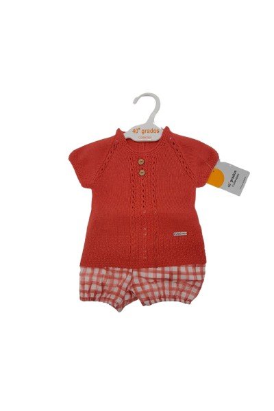 Conjunto 2 piezas bebé cuadros rojo Visi