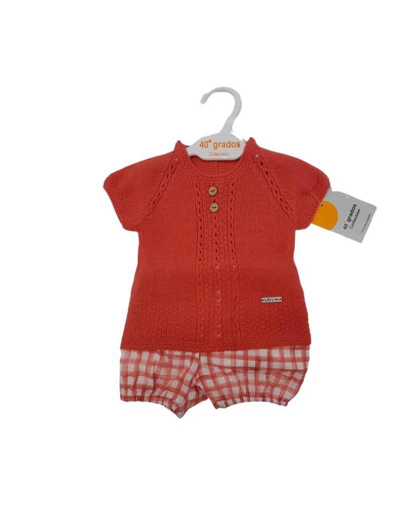 Conjunto 2 piezas bebé cuadros rojo Visi