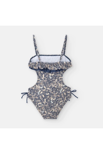 Bañador cut-out niña flores azul Waterlemon
