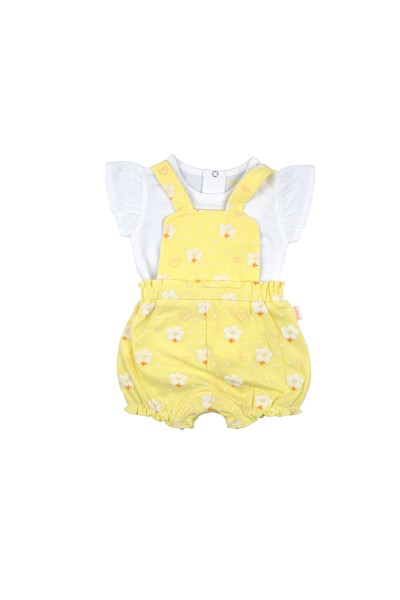 Peto y camiseta bebé amarillo flores Babybol