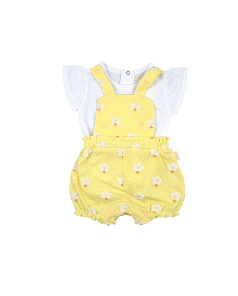 Peto y camiseta bebé amarillo flores Babybol